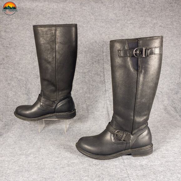 Bogs McKenna Rain Boots Black Leather Mid-Calf Waterproof Women's Size 9 - Picture 4 of 11